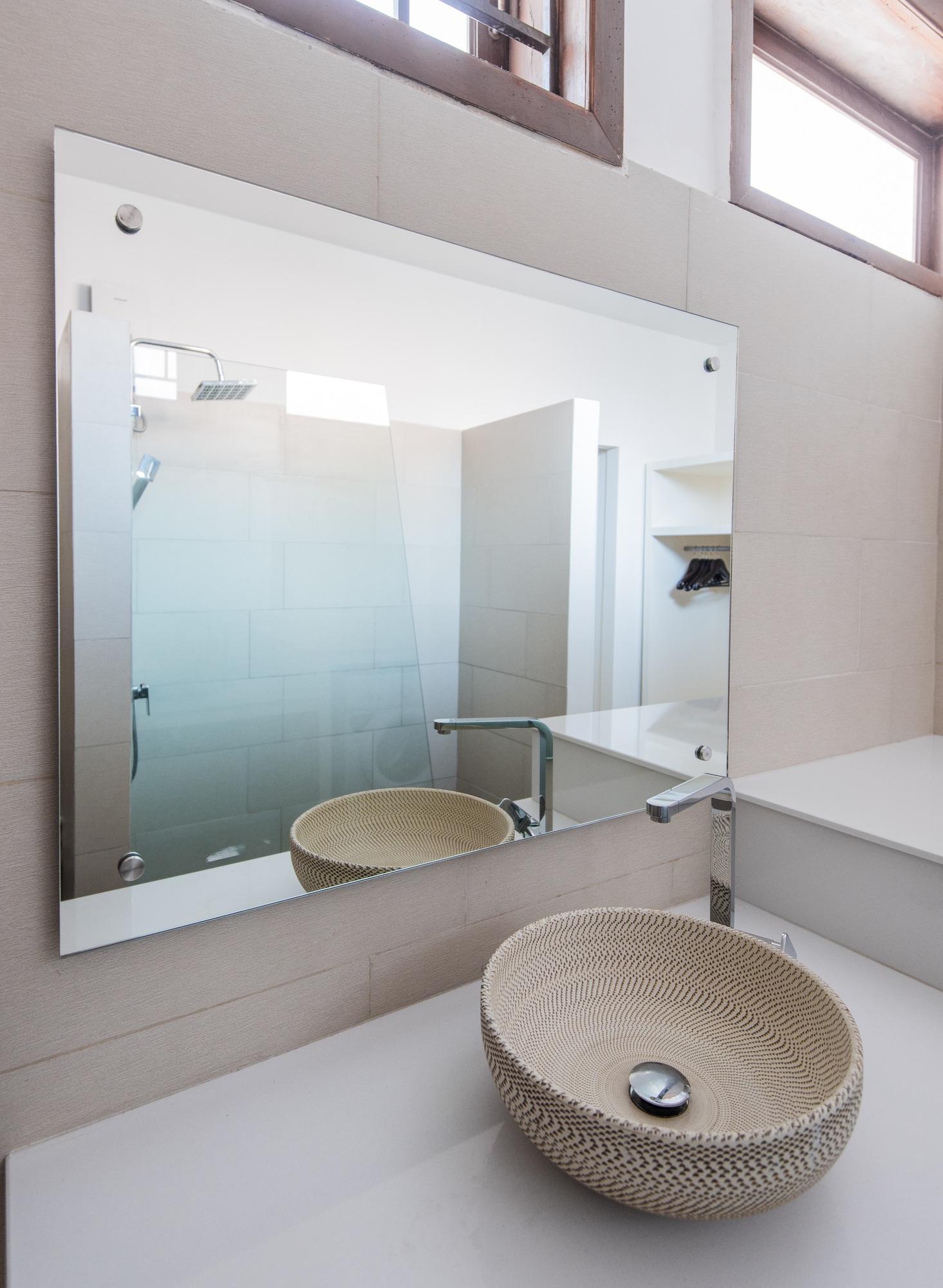 Urban apartment - white bath counter and vessel sink