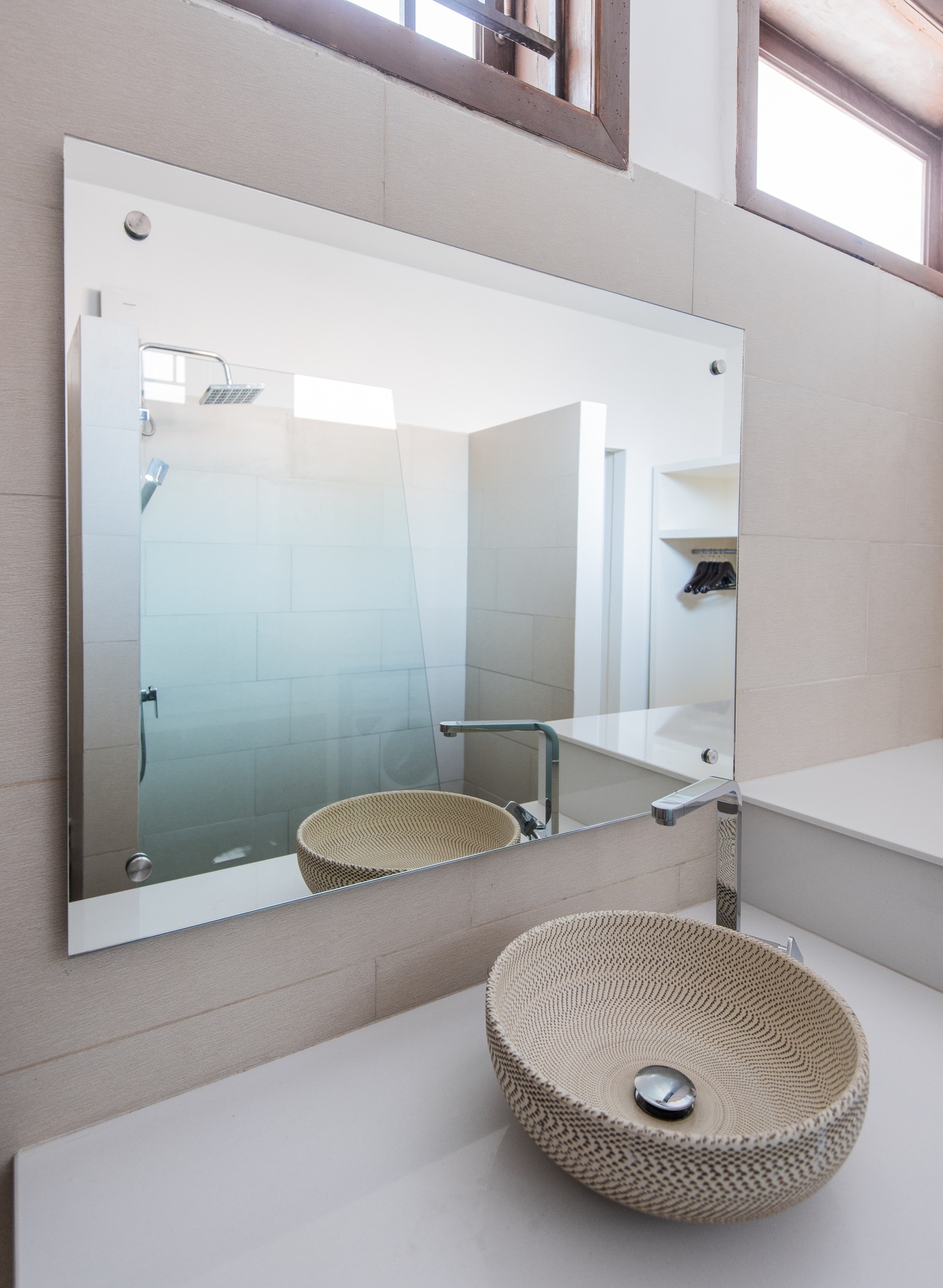 Urban apartment - white bath counter and vessel sink